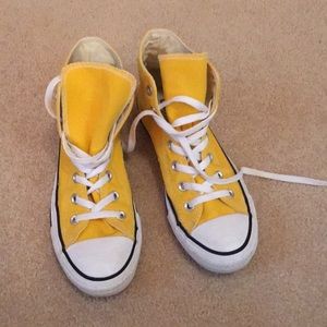 Yellow high top Chucks wo's size 8. Worn once